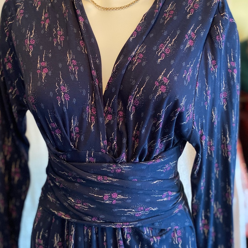 SALE Elegant Navy Floral Dress